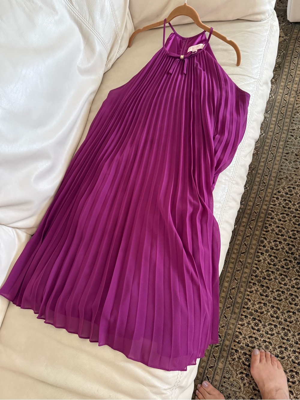 Ted Baker Fuchsia Pleated Mini Dress-knee length